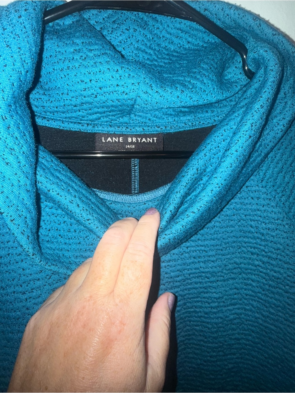 Lane Bryant Teal Funnel/Cowl Neck Sweater - Picture 2 of 2